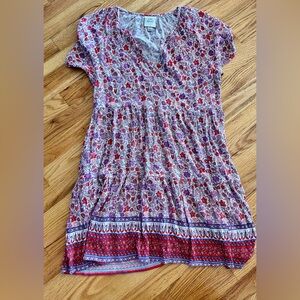 Knox Rose Floral Mini Dress in Red and Purple